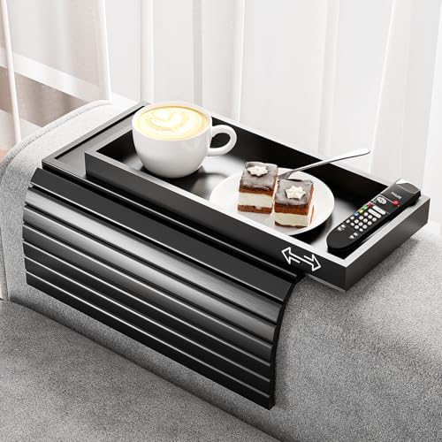 Bestjing 2 in 1 Bamboo Sofa Armrest Tray Table for Couch