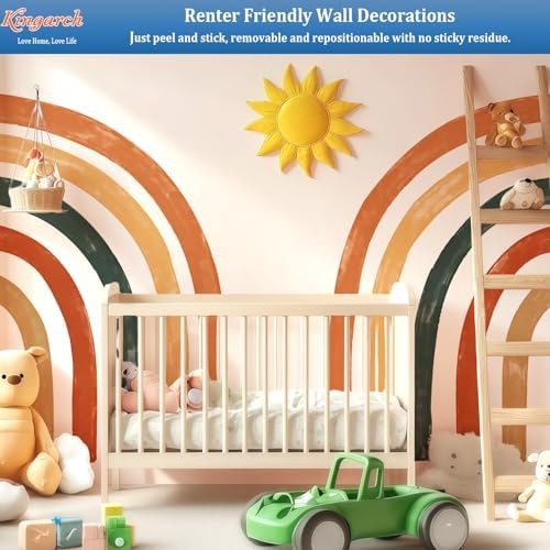 Large Boho Rainbow Wall Decals, Colorful Peel and Stick Fabric Nursery Wall Decor, Removable Home Room Wall Decor Murals Stickers for Kids Girls Toddler Bedroom Living Room Playroom