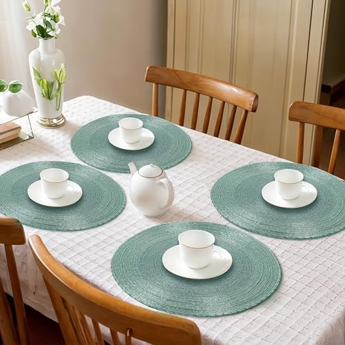 CLEENTABLE Beaded Placemats Set of 4, 13 in Round, Aqua