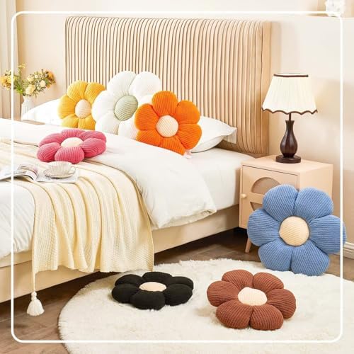 Kcvvcr Flower Throw Pillow, Soft White 19.6" Shaped Floor Pillow for Home Decor, Cute Aesthetic Plush Decorative Pillows for Bed, Sofa, Couch