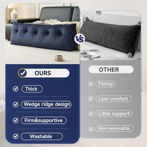 Z-hom Large Headboard Pillow King,NO ROLL Pillow, Wedge Pillow Headboard