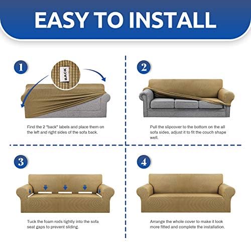 KEKUOU Stretch Oversized Couch Covers for Sofa Slipcover,Tan
