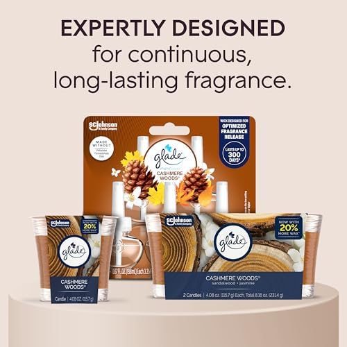 Glade 1-Wick Scented Candle Jar, Cashmere Woods, 2 Count