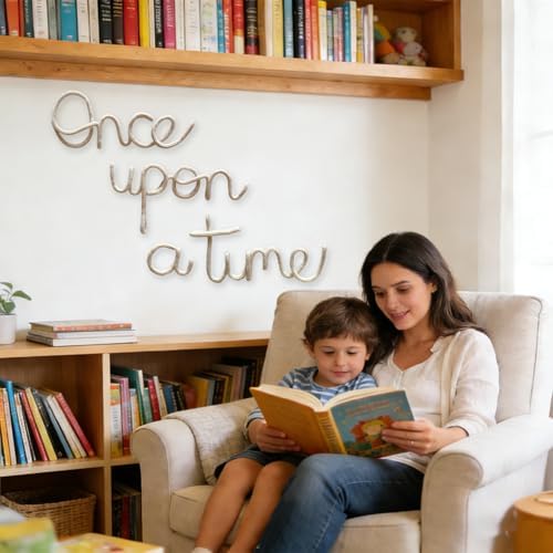 Once Upon A Time Sign Nursery Wall Decor Reading Knitted Wire Word Sign