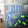 TEHALK Dinosaur Glow in The Dark Blanket for Kids, Toddler Blanket for Boys, Dinosaur Gifts for Boys/Kids, Soft Fleece Blanket Throw, Birthday Gifts 40"x60"