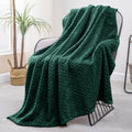 Exclusivo Mezcla Fleece Throw Blanket for Couch Sofa, 50”x70”, Forest Green