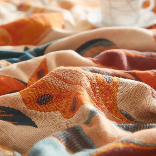 Bailix Boho Throw Blanket, 100% Cotton, Woven Floral Pattern, 60"x80"