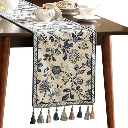 bilin gaier Designer Vintage Chinoiserie Extra Long Table Runner,118"x12"