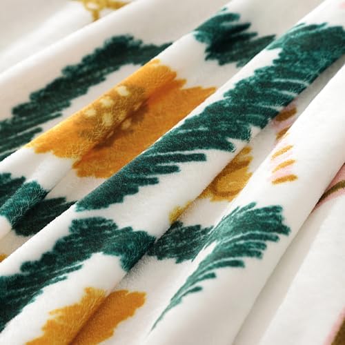 Tyrot Boho Floral Flannel Fleece Throw Blanket – Soft, Warm & Lightweight Fuzzy Blanket for Couch, Bed, or Sofa Decor, Cute Botanical Design for Women & Girls, 50''x60''
