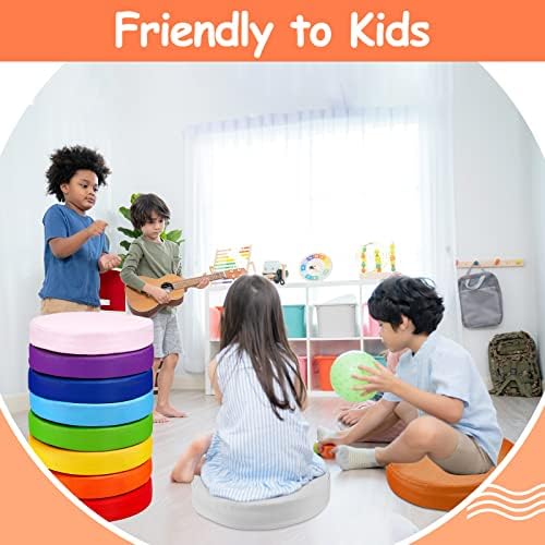 Juexica 16 Pcs Floor Cushions Kids, Multicolor, 13.8 x 13.8 x 2 Inch