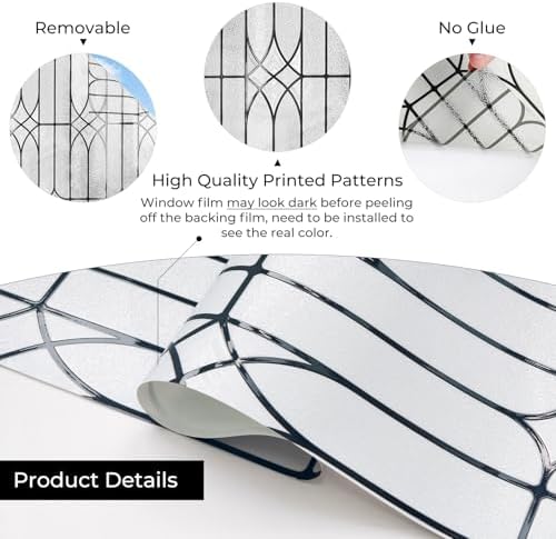 ADD.HERES Window Privacy Film, Glass Decorative Static Cling, 17.5" x 78.7"