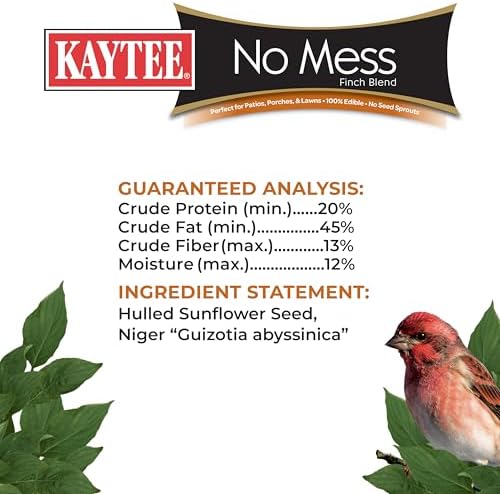 Kaytee No Mess Finch Seed and Nyjer Blend, Attracts Goldfinches, Chickadees, Junos, Finches and Other Wild Birds, 8 Pounds