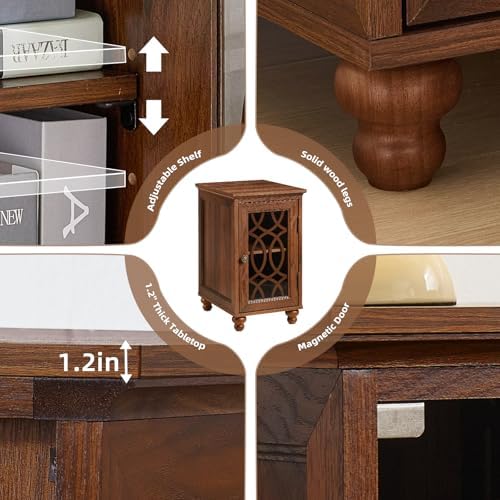 Joaxswe Narrow Side Table with Glass Door Storage
