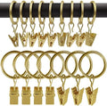 100 Pack Metal Curtain Rings with Clips, 1 in ID, Gold