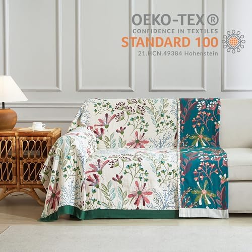 Boho Throw Blanket for Bed 60”x80”, 100% Cotton Blanket for Couch Sofa