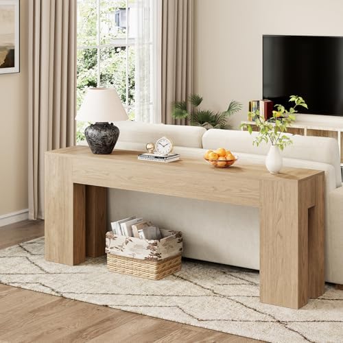 Epecoya Extra Long Console Table for Entry Way 79-Inch, Light Oak