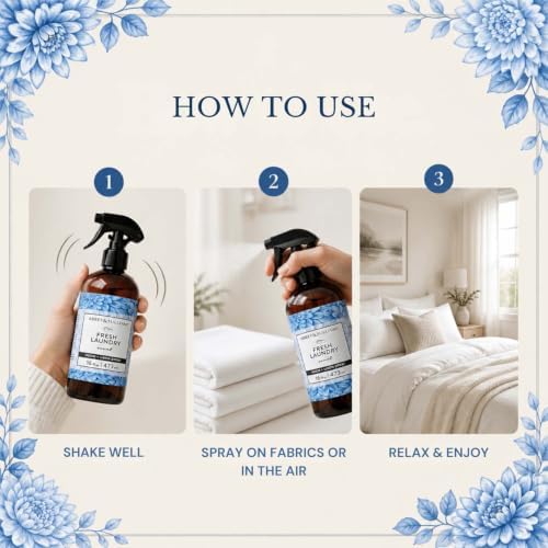 Abbey & Sullivan Linen Spray, Fresh Laundry Scent with Fresh Green Floral Musk, Pack of 2, 16 oz