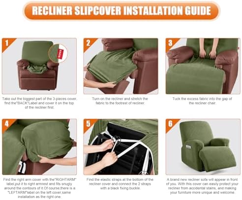 VANSOFY Stretch Recliner Chair Cover, Slipcover, Army Green, 1 Seater