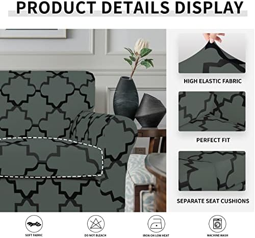Easy-Going 4 Pieces Stretch Sofa Cover for 3 Cushion Couch Washable