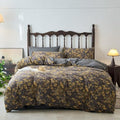 BuLuTu Jacquard Textured Muslin Duvet Cover Set King, Cottage Comforter Cover Yellow Floral, Ultra Soft Breathable Yarn-Dyed Cotton Quilt Cover with 2 Pillow Cases, 104"x90", All Seasons