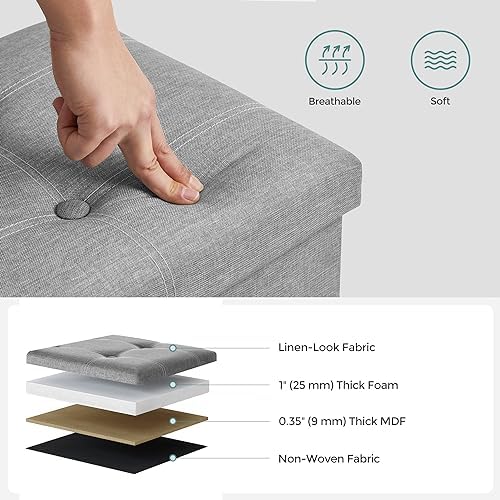 SONGMICS Ottoman Storage Bench, 35 Gal. Folding Chest, Holds 660 lb