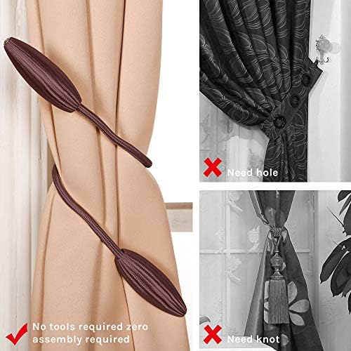 NICEEC 2 Pack DIY Curtain Tiebacks Clips Crystal Decorative Creative Twist Drape Tie Backs European Style Random Modelling Curtain Holdbacks for Home Kitchen Office Window Drapery (Brown)