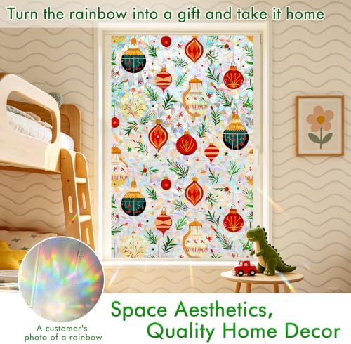 SOMWISE Rainbow Stained Glass Window Privacy Film,Heat Blocking Save Energy