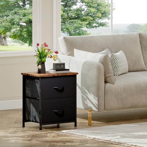 Somdot Nightstand Set of 2 with 2 Drawers, Small Night Stands for Bedroom