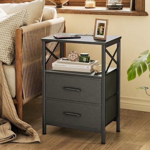 Huuger Night Stand with Charger Station, USB-C Port, End Table