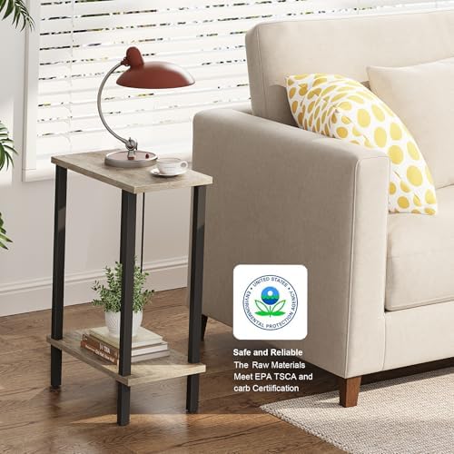 TUTOTAK Narrow Side Table Set of 2, Small End Table for Couch