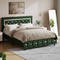 Queen Size Bed Frame with Headboard, Upholstered Bed with Diamond Design