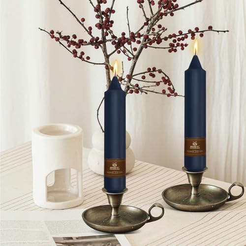 NJAO HOO Candlesticks Short Taper Candles, Unscented Candle Sticks Straight Dinner Candle Set for Home Decor Weddings Halloween Festive Seasons Holiday, Set of 4,Indigo 7 Inch