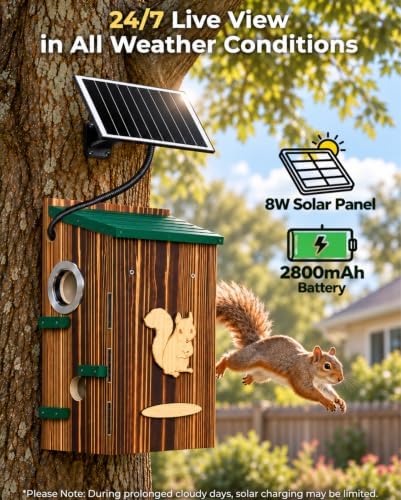 KinetCam Smart Squirrel Box with Camera,Separate Camera Bay,Solar-Powered
