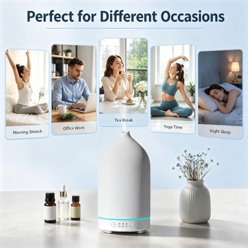 Gooamp 200ML Ceramic Essential Oil Diffuser for Home, Stone Diffuser