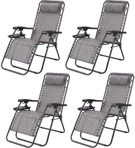 Sweetcrispy Zero Gravity Chairs Set of 4, Reclining Camp Chair