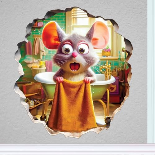 Funny 3D Mouse Shower Wall Sticker – Removable Mousehole Bathroom Décor for Kids or Whimsical Homes by MICESTERPIECE
