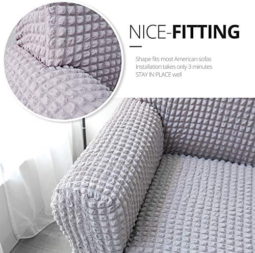 NICEEC Sofa Cover Lilac Gray Couch Cover Stretch Sofa Slipcover with Skirt