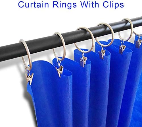 100 Pack Metal Curtain Rings with Clips, 1.5 in ID, Matte Silver