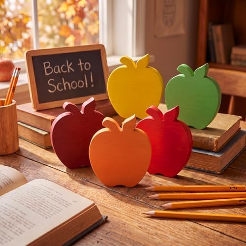 Jetec 5 Pack 6 Inch Unfinished Wooden Apple for Crafts Apple Cutouts