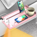Hiree Bedside Shelf for Dorm Bunk Bed with USB Charging Port and 2 AC Outlets, Bed Side Table Tray Organizer, College Dorm Essential, Clip On Bedside Tray, Cool Teen Girls Trendy Stuff (Pink)