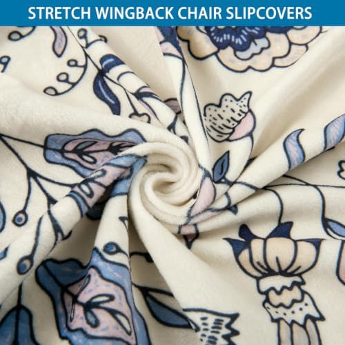 HZDHCLH Wingback Chair Slipcovers 2 Piece Velvet Stretch Washable Cover