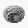 FRELISH DECOR Round Pouf Ottoman (20 Diameter x 14 Height) Light Grey