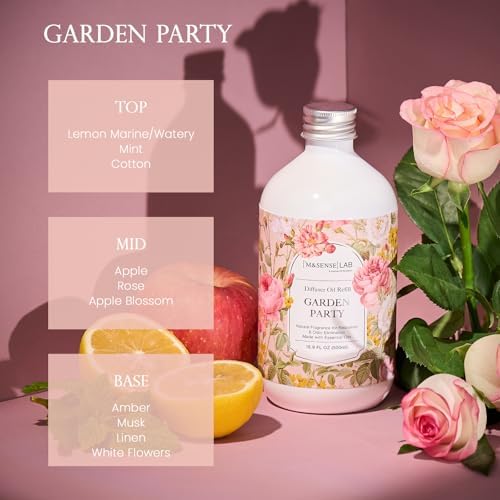 M&SENSE Reed Diffuser Set, Garden Party, 17oz Natural Essential Oil