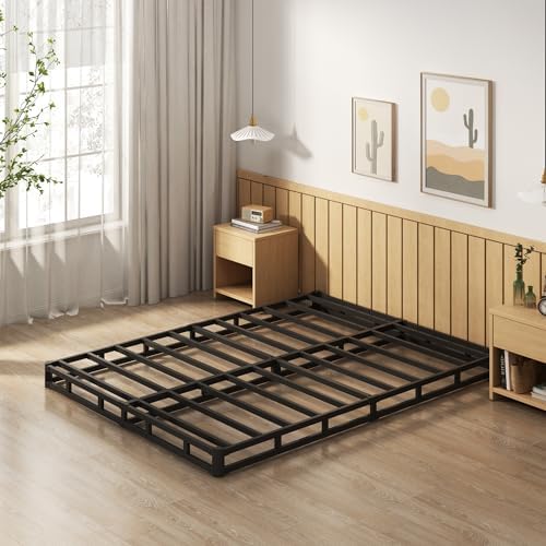 EMODA 5 Inch California King Box Spring Metal Bed Base with Fabric Cover