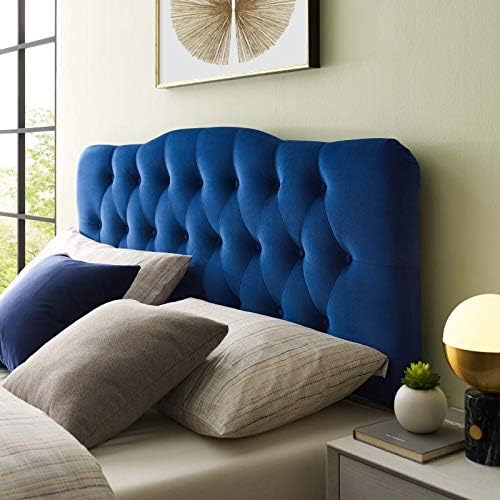 Modway Annabel Diamond Tufted Performance Velvet Queen Headboard in Navy
