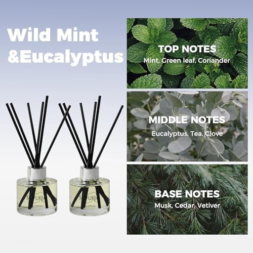 2-Pack Reed Diffuser Set,Wild Mint & Eucalyptus Scented