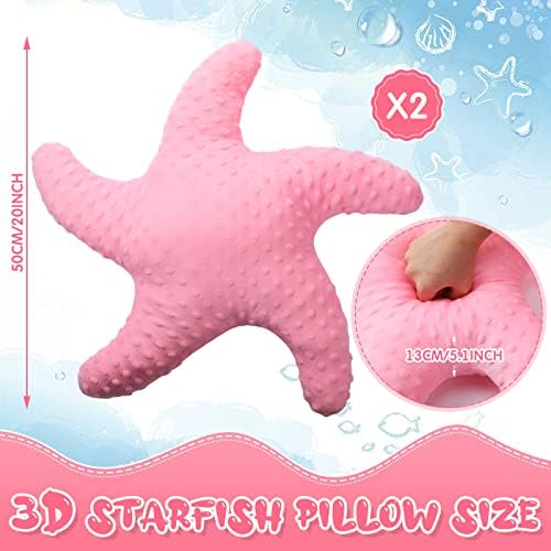 Fumete Starfish Pillow Beach Starfish Shaped Throw Pillows 20'' Stuffed Animal Cute Plush Coastal Decor Ocean Star Pillow Plush Cushion for Bedroom Living Room Sofa Couch(Pink,2 Pcs)