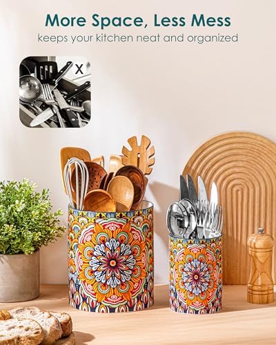 vancasso 7.3"+5.5" Utensil Holder, Porcelain Utensil Holder for Countertop