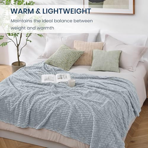 Monbix Twin Blanket for Couch-Room Decor Fuzzy Fleece Flannel Bed Blankets