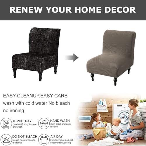 Eco-Ancheng Armless Chair Slipcover Removable Armless Accent Chairs Covers Washable Armless Slipper Chair Slipcover Printed Armless Chair Furniture Protector Covers for Living Dining Room Hotel,23